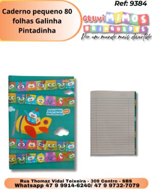 Caderno pequeno 80 folhas Galinha Pintadinha