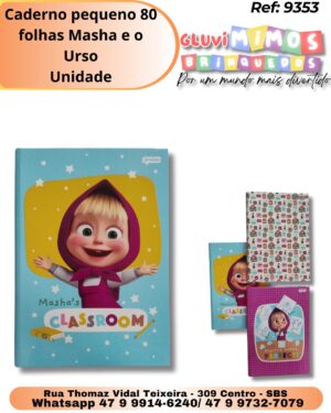Caderno pequeno 80 folhas Masha e o Urso/ Unidade