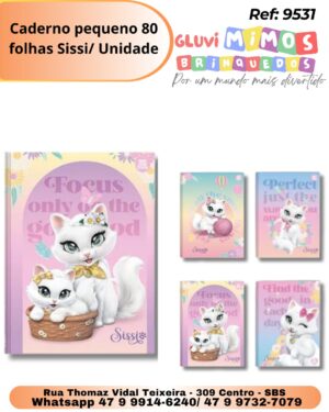 Caderno pequeno 80 folhas Sissi/ Unidade