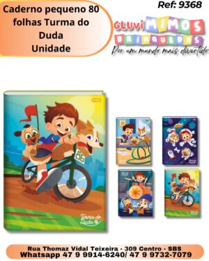 Caderno pequeno 80 folhas Turma do Duda/ Unidade