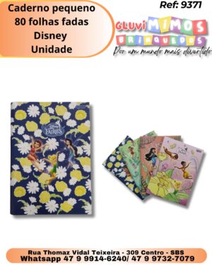 Caderno pequeno  80 folhas fadas Disney/  Unidade