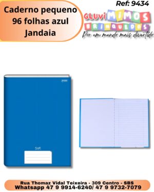 Caderno pequeno 96 folhas azul Jandaia