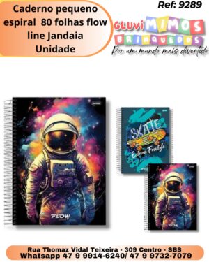 Caderno pequeno espiral  80 folhas flow line Jandaia/ Unidade