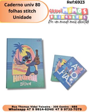 Caderno univ 80 folhas stitch/ Unidade