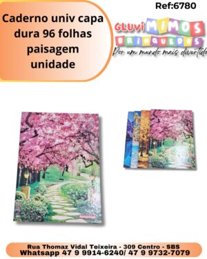 Caderno univ capa dura 96 folhas paisagem/ unidade