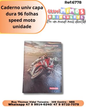 Caderno univ capa dura 96 folhas speed moto/ unidade