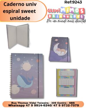 Caderno univ espiral sweet / unidade