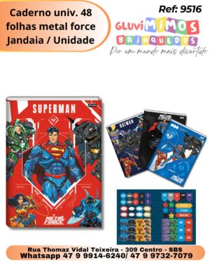 Caderno univ. 48 folhas metal force Jandaia / Unidade