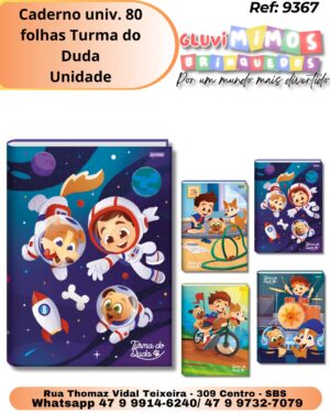 Caderno univ. 80 folhas Turma do Duda/ Unidade