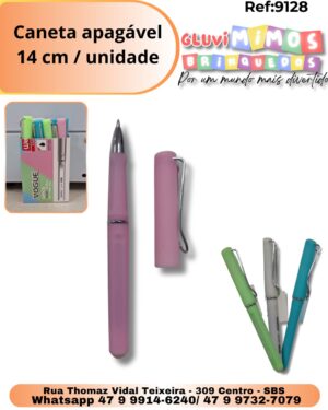 Caneta apagável 14 cm / unidade