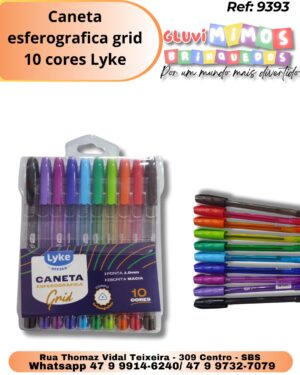 Caneta esferografica grid 10 cores Lyke