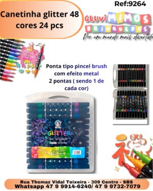 Canetinha glitter 48 cores 24 pcs