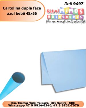 Cartolina dupla face azul bebê 48x66