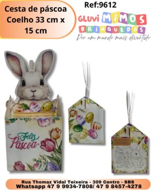 Cesta de páscoa Coelho 33 cm x 15 cm