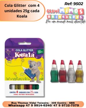 Cola Glitter  com 4 unidades 25g cada Koala