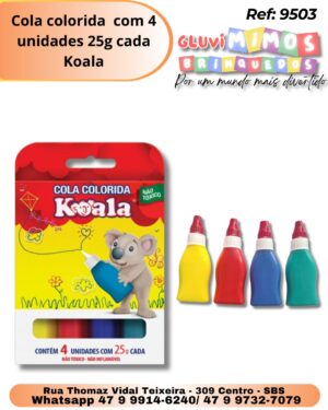 Cola colorida  com 4 unidades 25g cada Koala