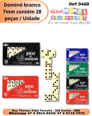 Dominó branco 7mm contém 28 peças / Uidade