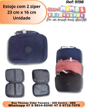 Estojo com 2 zíper 23 cm x 16 cm/ Unidade