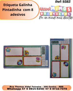 Etiqueta Galinha Pintadinha  com 8 adesivos