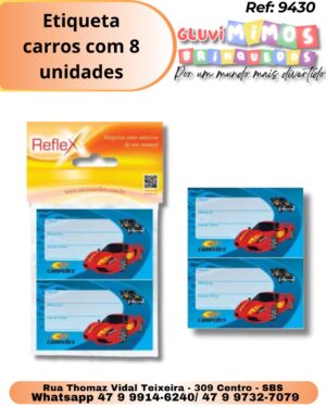 Etiqueta carros com 8 unidades