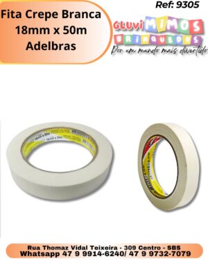 Fita Crepe Branca 18mm x 50m Adelbras