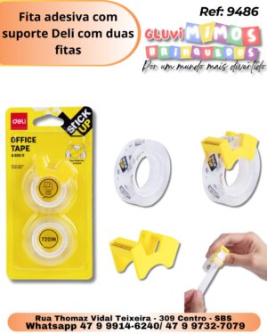 Fita adesiva com suporte Deli com duas fitas