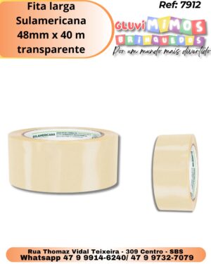 Fita larga Sulamericana 48mm x 40 m transparente
