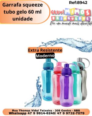 Garrafa squeeze tubo gelo 60 ml/ unidade
