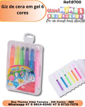 Giz de cera em gel 6 cores