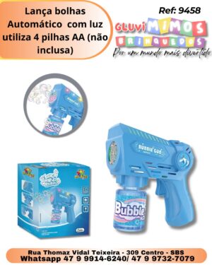 Lança bolhas Automático  com luz  utiliza 4 pilhas AA (não inclusa)
