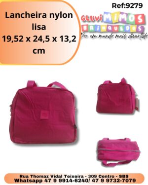 Lancheira nylon lisa 19,52 x 24,5 x 13,2 cm