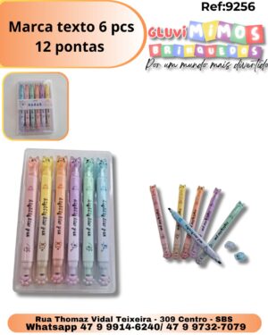Marca texto 6 pcs 12 pontas