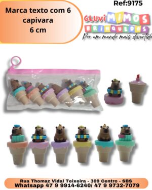 Marca texto com 6 capivara  6 cm
