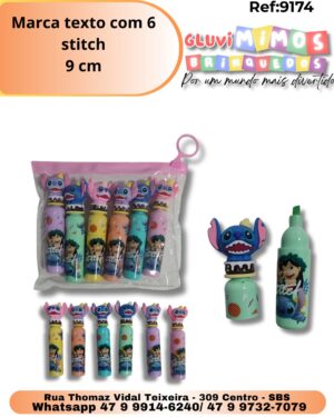 Marca texto com 6 stitch 9 cm