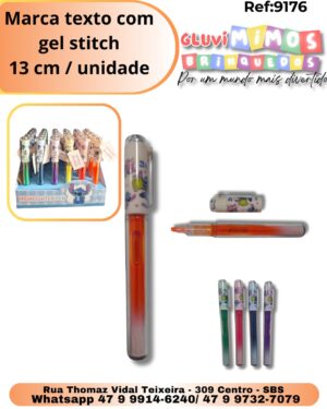 Marca texto com gel stitch 13 cm  unidade