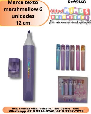 Marca texto marshmallow 6 unidades 12 cm