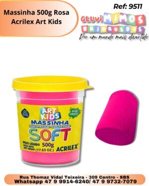 Massinha 500g Rosa Acrilex Art Kids