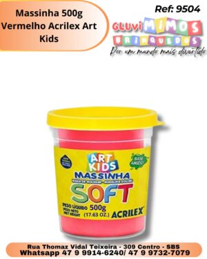 Massinha 500g Vermelho Acrilex Art Kids