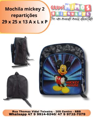 Mochila mickey 2 repartições  29 x 25 x 13 A x L x P