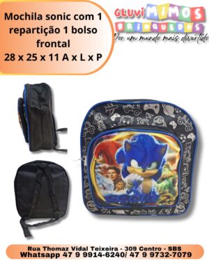Mochila sonic com 1 repartição 1 bolso frontal 28 x 25 x 11 A x L x P