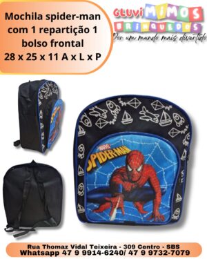Mochila spider-man com 1 repartição 1 bolso frontal 28 x 25 x 11 A x L x P