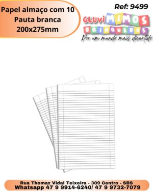 Papel almaço com 10  Pauta branca 200x275mm