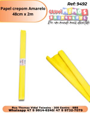 Papel crepom Amarelo  48cm x 2m