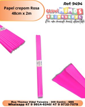 Papel crepom Rosa  48cm x 2m