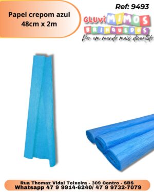 Papel crepom azul  48cm x 2m
