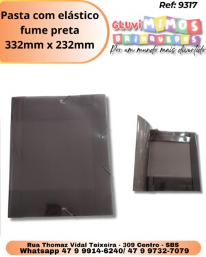 Pasta com elástico fume preta 332mm x 232mm