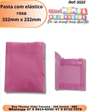Pasta com elástico rosa 332mm x 232mm