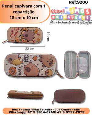 Penal capivara com 1 repartição 22 cm x 10 cm
