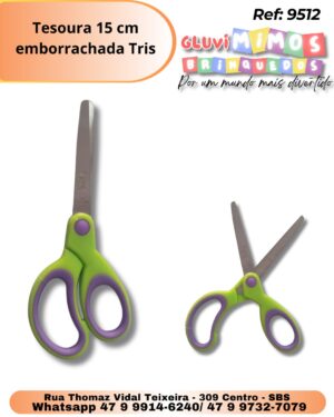 Tesoura 15 cm   emborrachada Tris