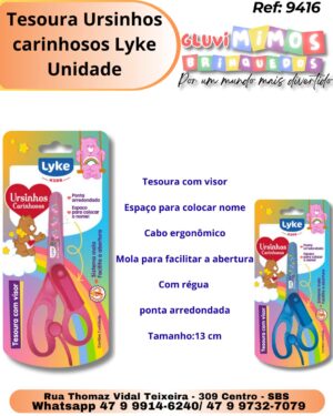 Tesoura Ursinhos carinhosos Lyke/ Unidade